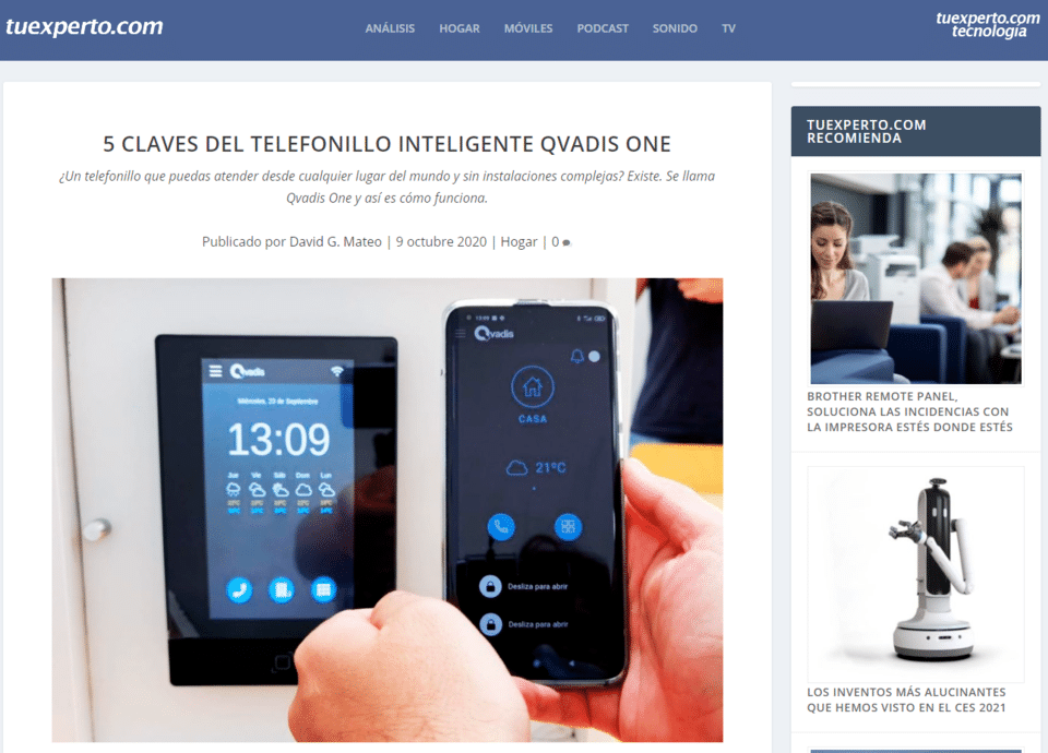 Qvadis One - Telefonillo Inteligente WiFi. Fabricado en España